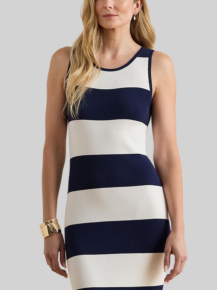 Lauren Ralph Lauren Blue Faraz Stripe Knit Dress - Image 8 of 8