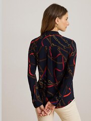 Lauren Ralph Lauren Blue Daquane Belt Print Shirt - Image 2 of 7
