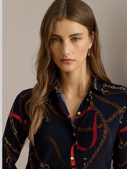 Lauren Ralph Lauren Blue Daquane Belt Print Shirt - Image 4 of 7