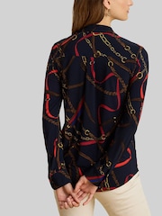 Lauren Ralph Lauren Blue Daquane Belt Print Shirt - Image 5 of 7