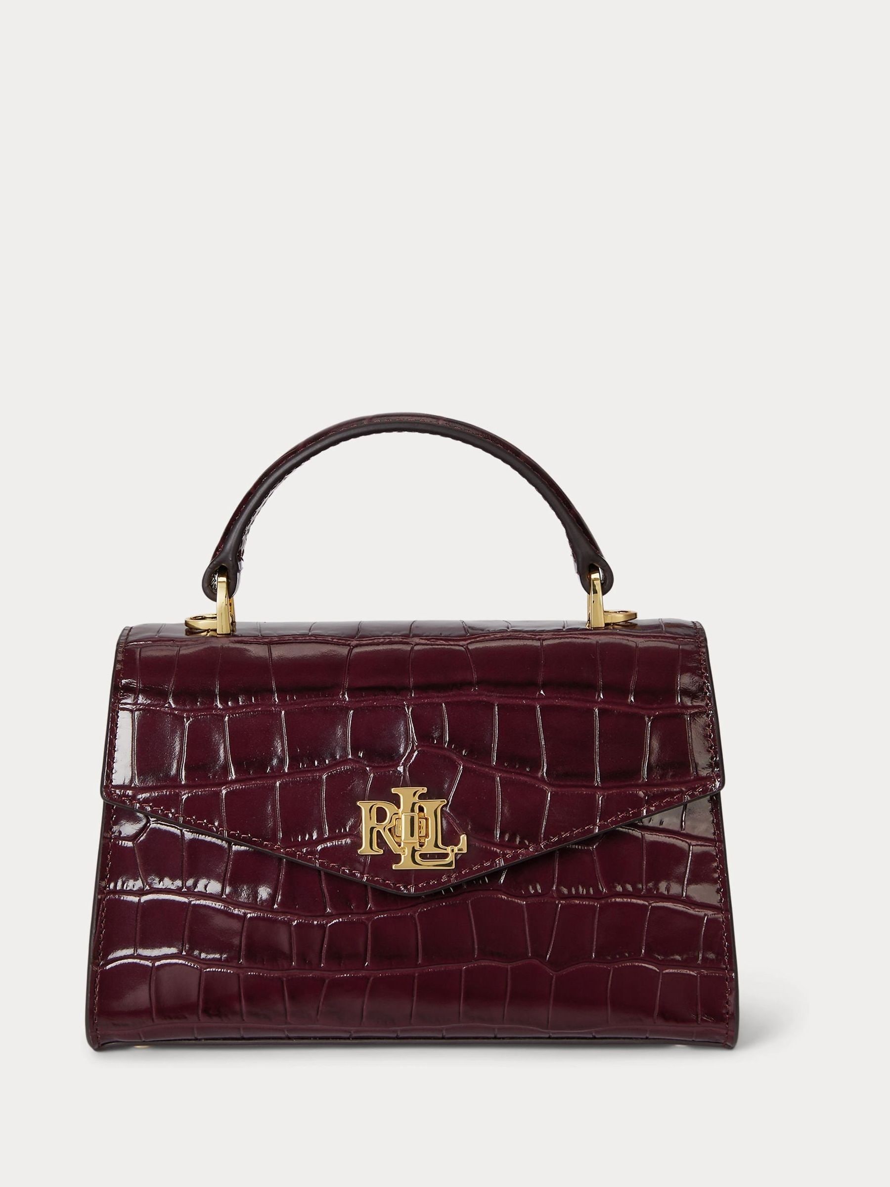Buy Lauren Ralph Lauren Red Farrah Croc Embossed Satchel Bag from