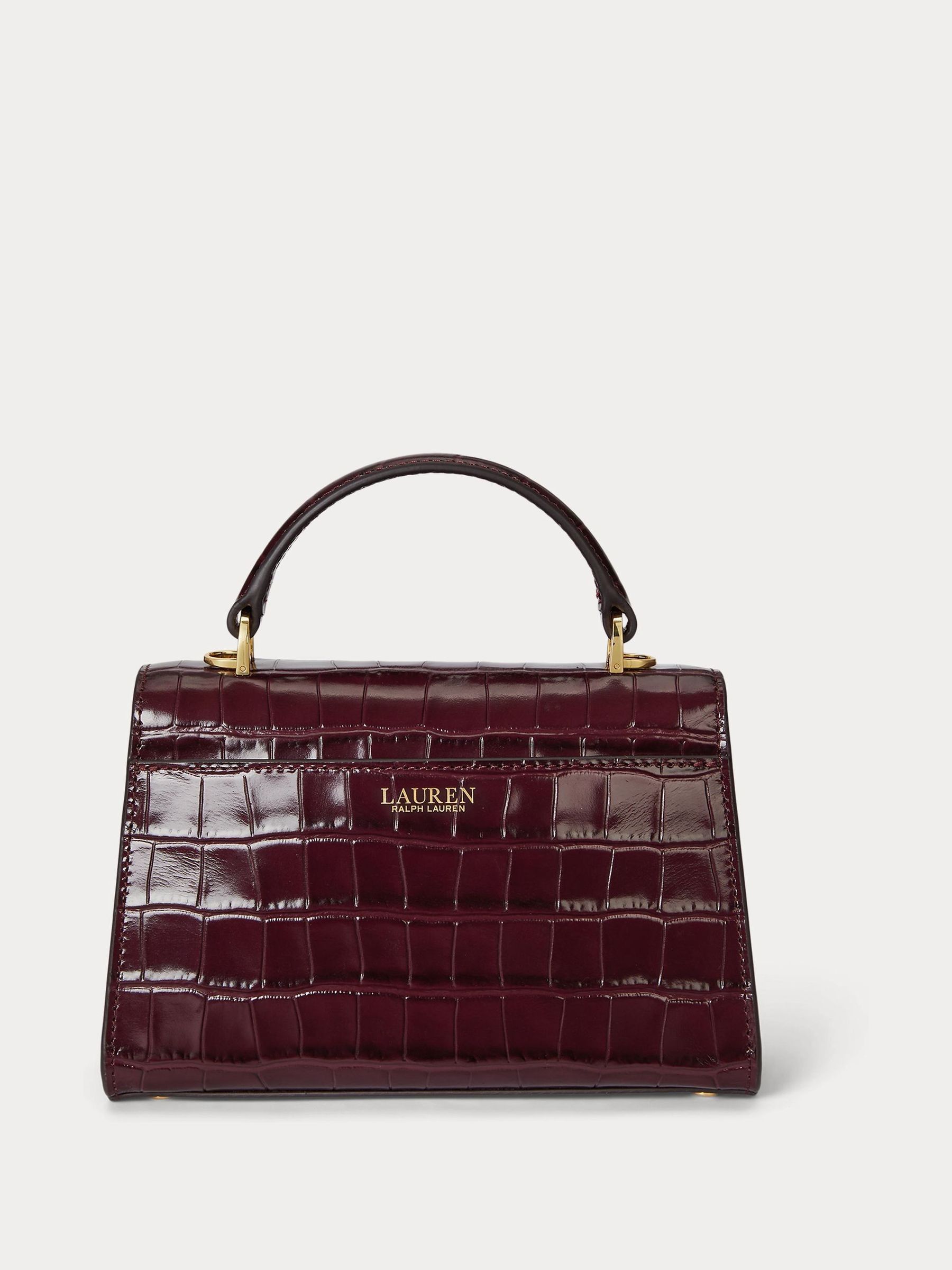 Buy Lauren Ralph Lauren Red Farrah Croc Embossed Satchel Bag from