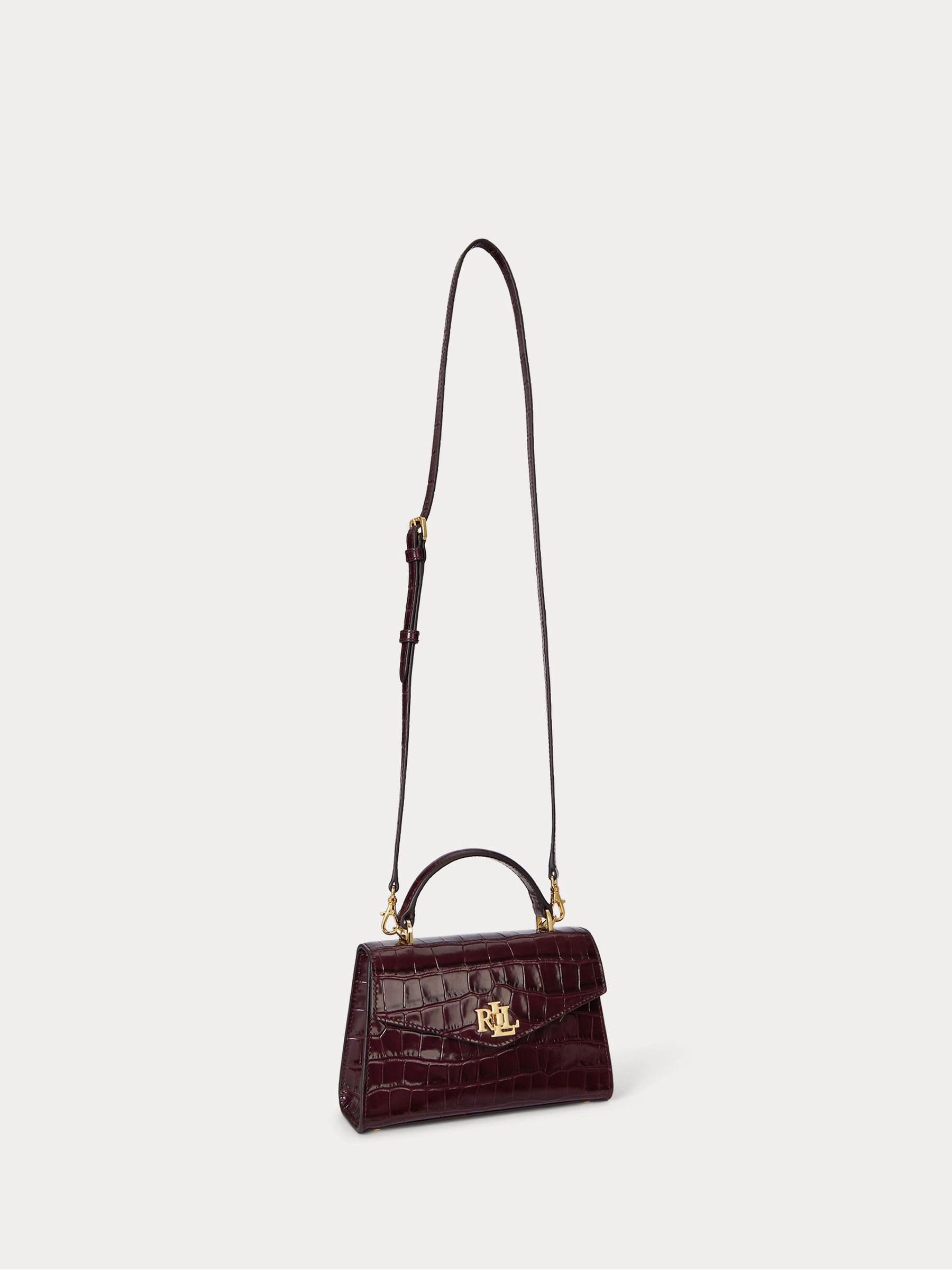 Buy Lauren Ralph Lauren Red Farrah Croc Embossed Satchel Bag from
