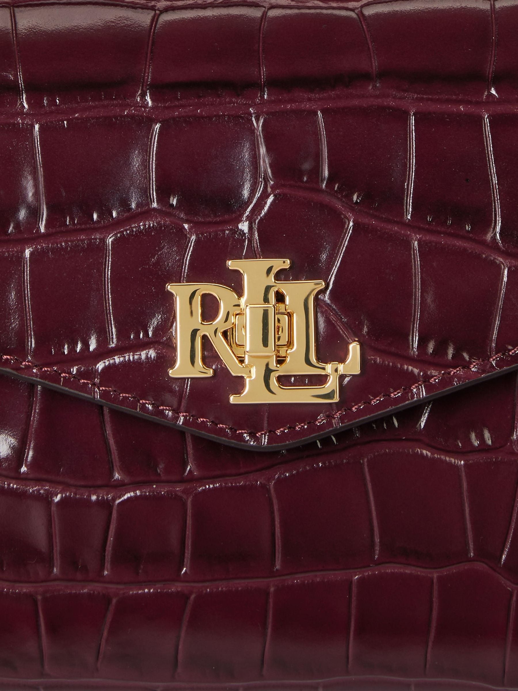 Buy Lauren Ralph Lauren Red Farrah Croc Embossed Satchel Bag from