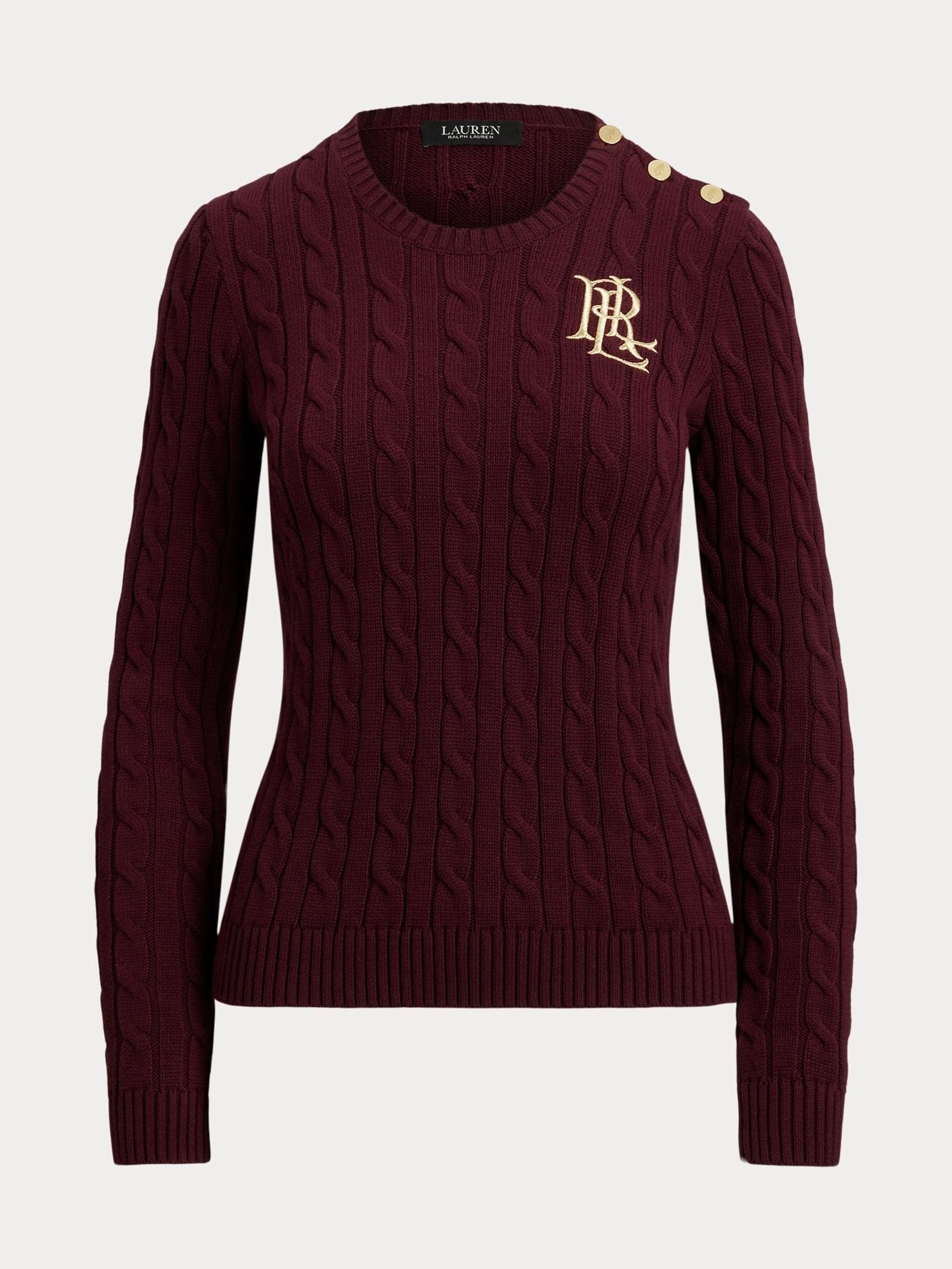 Buy Lauren Ralph Lauren Red Montiva Button Cable Knit Cotton