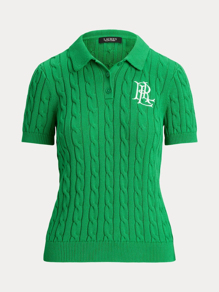 Lauren Ralph Lauren Green Montiva Cable Knit Emboridered Logo Jumper - Image 8 of 8 Lauren Ralph Lauren Green Montiva Cable Knit Emboridered Logo Jumper - Image 8 of 8