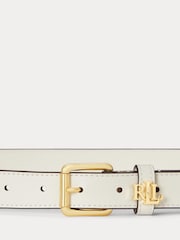 Lauren Ralph Lauren White Logo Keeper Leather Skinny Belt - Image 2 of 2