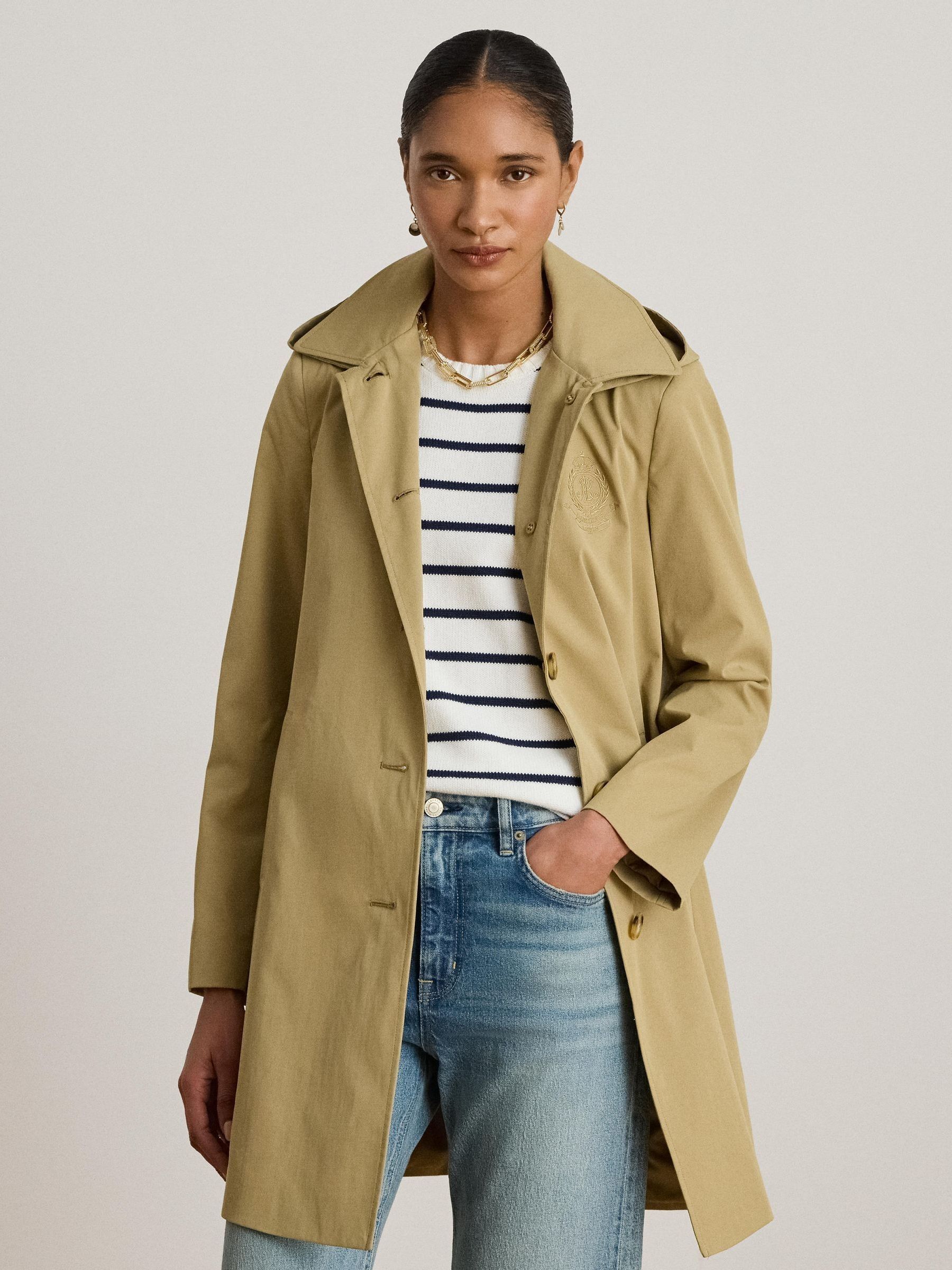 Buy Lauren Ralph Lauren Brown Twill Crest Trench Coat from Next USA