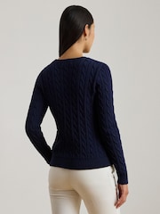 Azul - Lauren Ralph Lauren Rinett Logo Embroidered Knit Jumper - Imagen 3 de 8