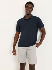 FatFace Rye Navy Knitted Polo Shirt - Image 1 of 6