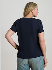 Lauren Ralph Lauren Blue Curve Kaitlin Embroidered T-Shirt - Image 2 of 7