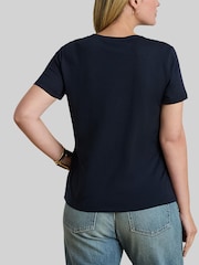 Lauren Ralph Lauren Blue Curve Kaitlin Embroidered T-Shirt - Image 5 of 7