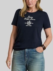Lauren Ralph Lauren Blue Curve Kaitlin Embroidered T-Shirt - Image 6 of 7