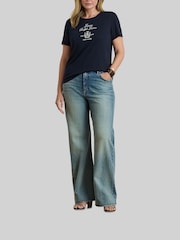 Lauren Ralph Lauren Blue Curve Kaitlin Embroidered T-Shirt - Image 7 of 7