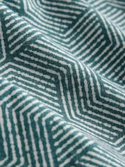 Teal Blue/ Ecru Geometric Print With Linen Swim Shorts 5 Inch - Image 10 of 10