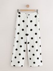 Zwart-wit met stippen - Broek met wijde pijpen van gemengd linnen - Afbeelding 6 van 8