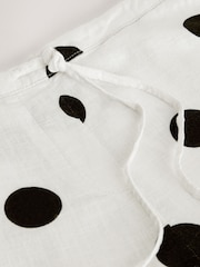 Zwart-wit met stippen - Broek met wijde pijpen van gemengd linnen - Afbeelding 7 van 8