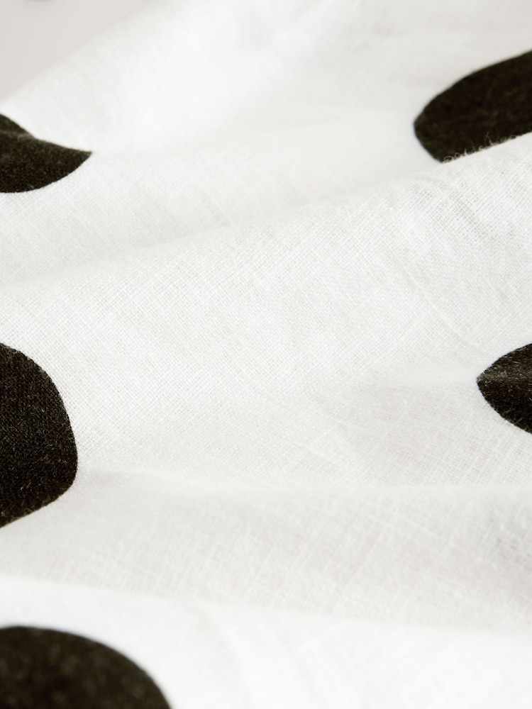 Zwart-wit met stippen - Broek met wijde pijpen van gemengd linnen - Afbeelding 8 van 8