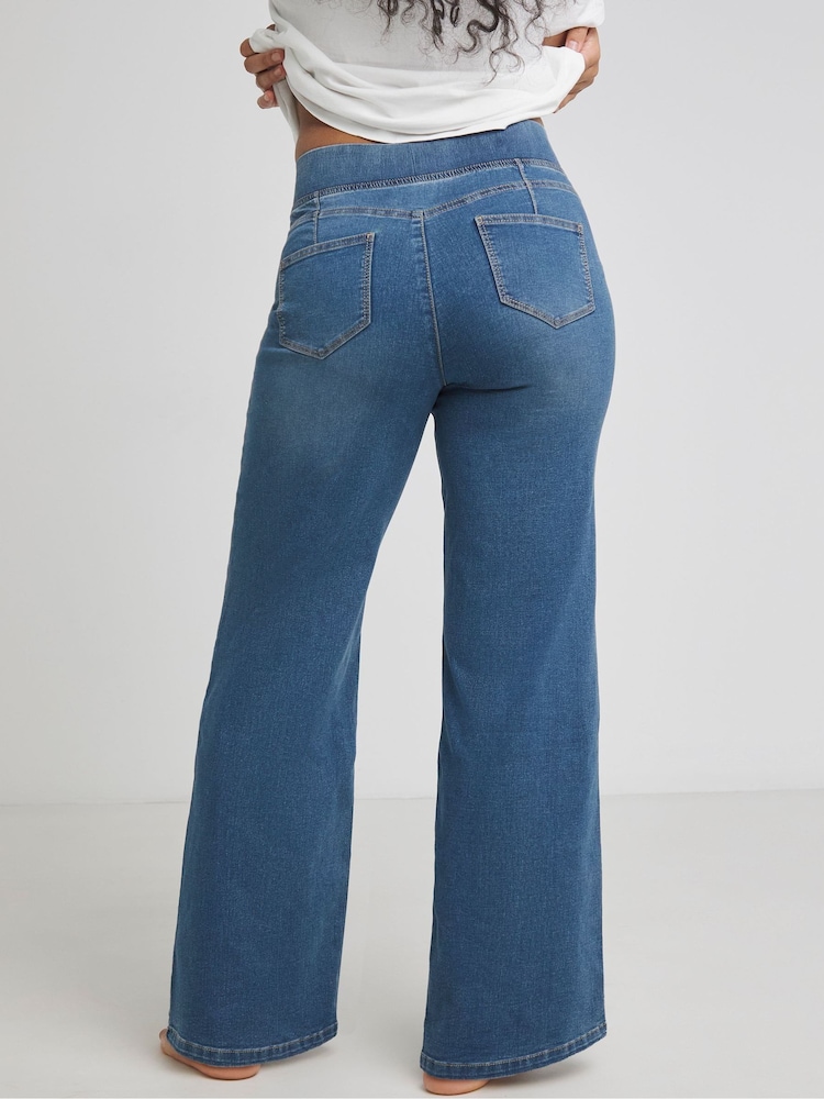 Simply Be Blue Wide Leg Weekender Jeggings - Image 2 of 4