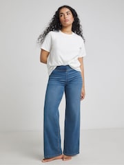 Simply Be Blue Wide Leg Weekender Jeggings - Image 4 of 4