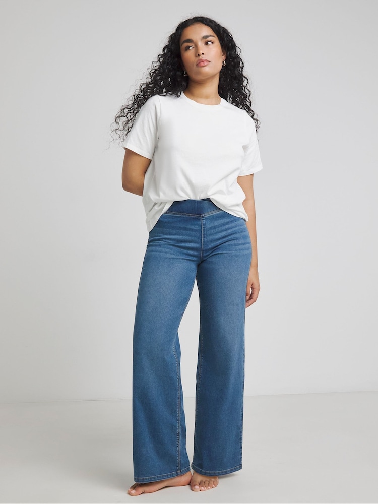 Simply Be Blue Wide Leg Weekender Jeggings - Image 4 of 4