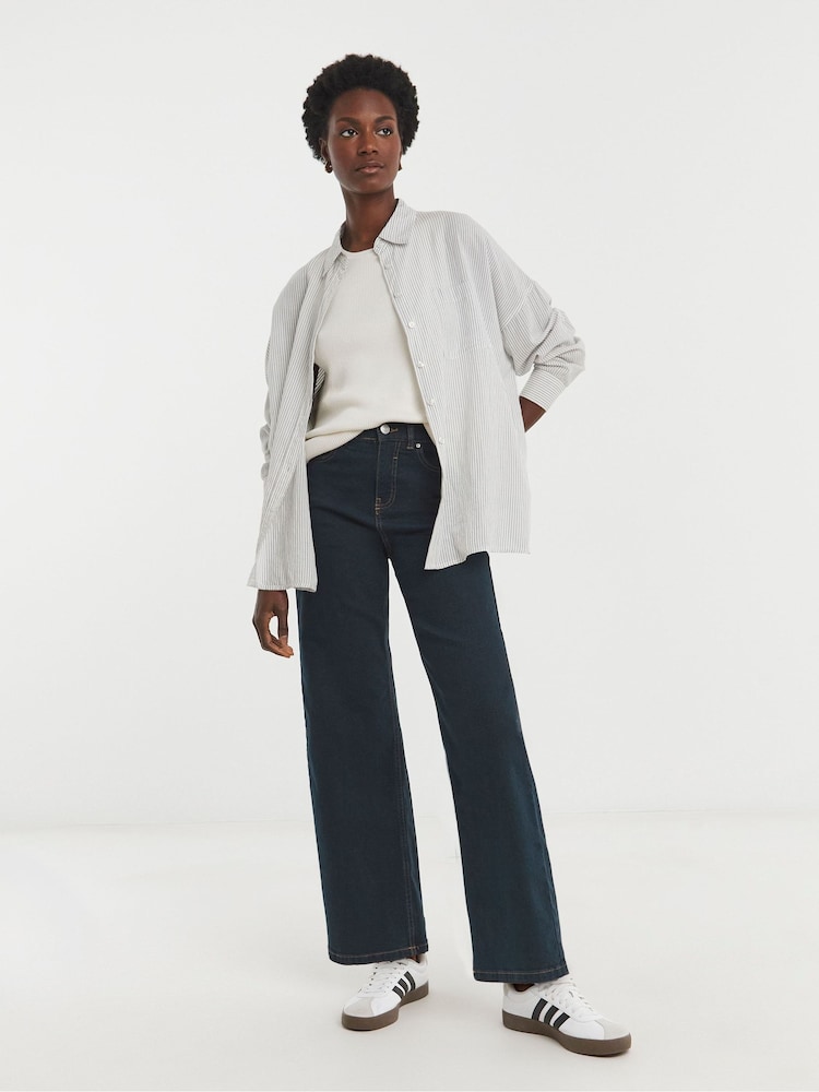 JD Williams Blue 24/7 Wide Leg Jeans - Image 1 of 3 JD Williams Blue 24/7 Wide Leg Jeans - Image 1 of 3