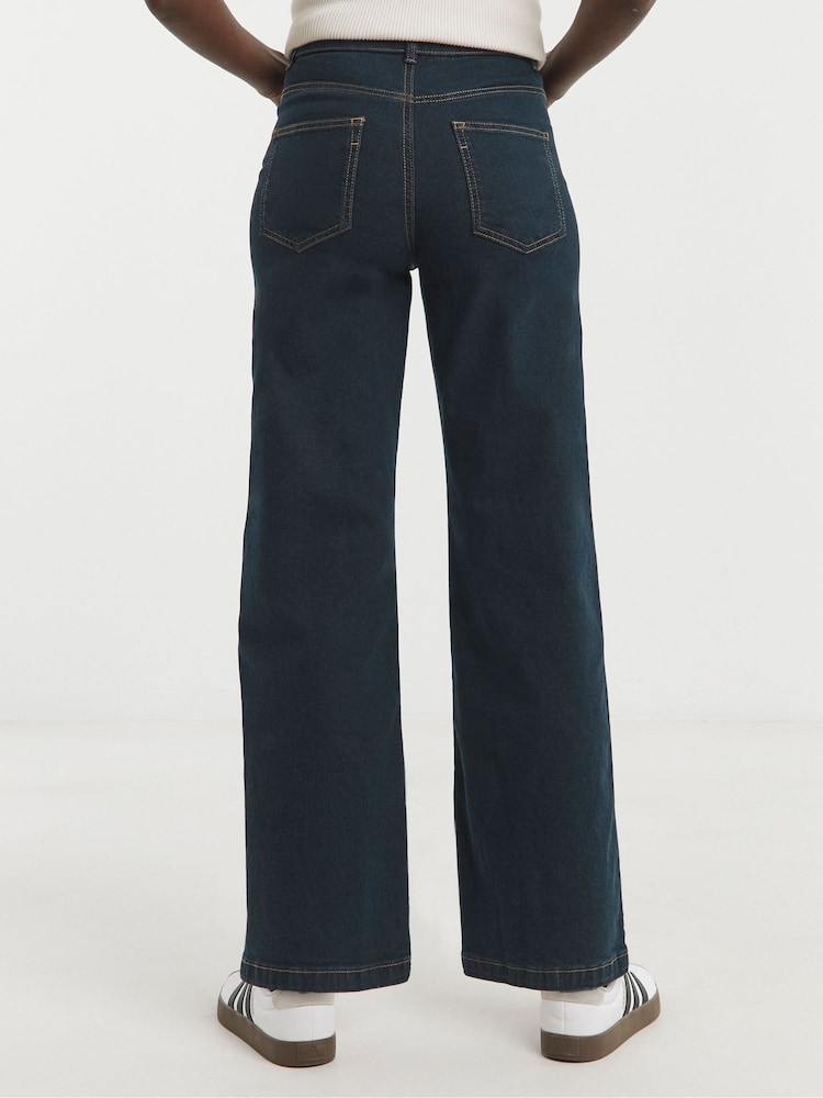 JD Williams Blue 24/7 Wide Leg Jeans - Image 2 of 3 JD Williams Blue 24/7 Wide Leg Jeans - Image 2 of 3