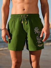 Verde închis - Floral Graphic 5 Inch Swim Shorts - Imaginea 1 din 6