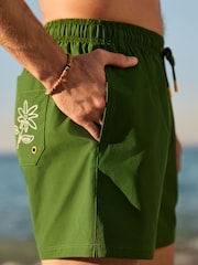 Verde închis - Floral Graphic 5 Inch Swim Shorts - Imaginea 5 din 6