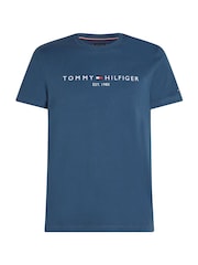Tommy Hilfiger Blue Logo Slim Jersey T-Shirt - Image 6 of 6