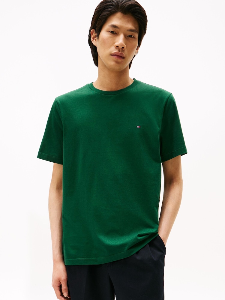 Tommy Hilfiger Ornamental Green Flag Embroidery Crew Neck T-Shirt - Image 1 of 5 Tommy Hilfiger Ornamental Green Flag Embroidery Crew Neck T-Shirt - Image 1 of 5