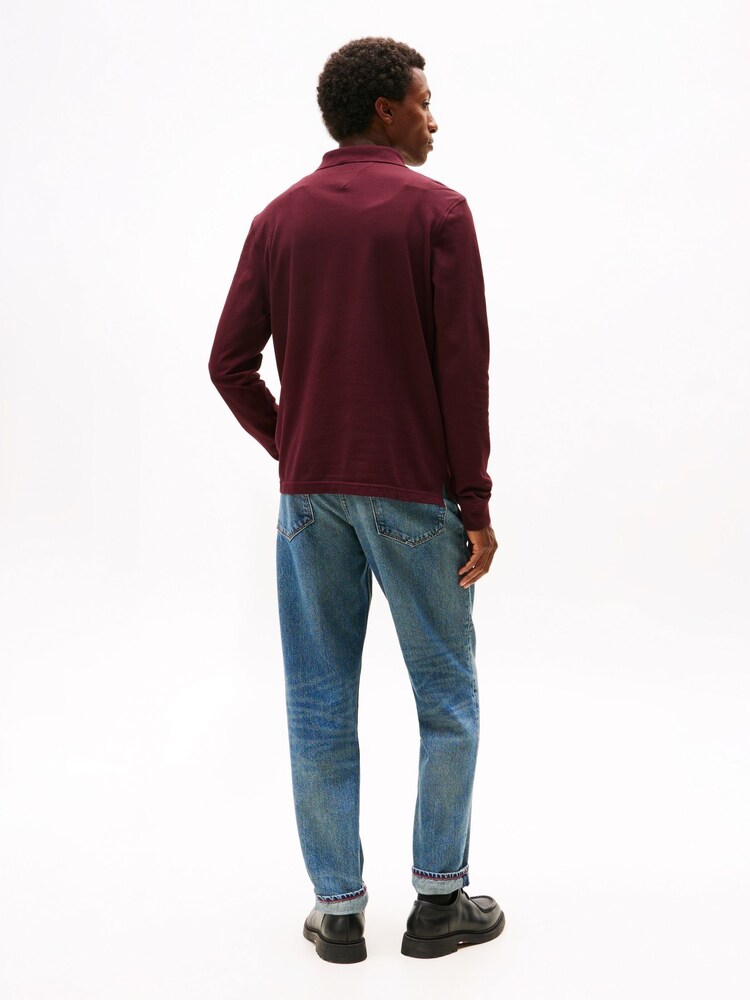 Tommy Hilfiger Red 1985 Regular Fit Pique Long Sleeve Polo Shirt - Image 2 of 5 Tommy Hilfiger Red 1985 Regular Fit Pique Long Sleeve Polo Shirt - Image 2 of 5