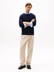 Tommy Hilfiger Blue Cable Knit Crew Neck Jumper - Image 2 of 5