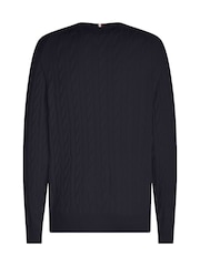 Tommy Hilfiger Blue Cable Knit Crew Neck Jumper - Image 5 of 5