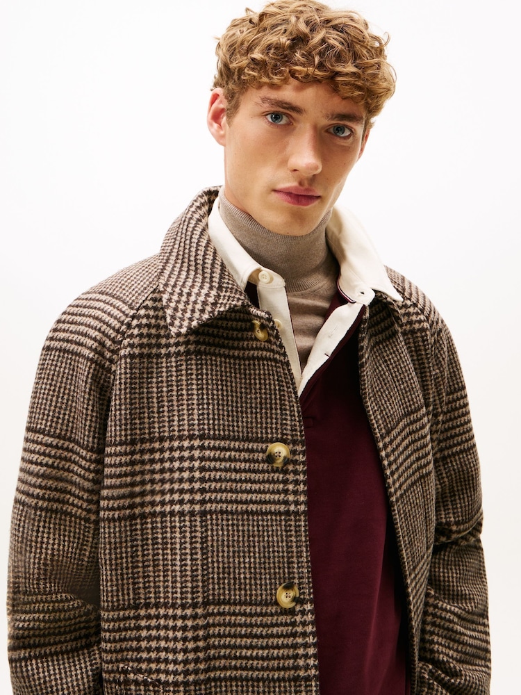 Buy Tommy Hilfiger Brown Relaxed Wool Blend Check Coat from Next USA
