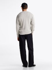 Tommy Hilfiger Grey Pure Lambswool Crew Neck Jumper - Image 3 of 6