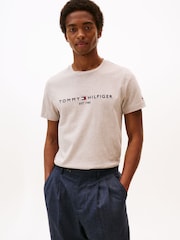 Tommy Hilfiger Grey Logo Slim Jersey T-Shirt - Image 1 of 5