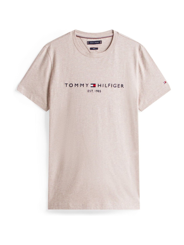 Tommy Hilfiger Grey Logo Slim Jersey T-Shirt - Image 5 of 5