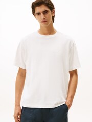 Tommy Hilfiger White Varsity Textured Crest Embroidery T-Shirt - Image 1 of 5