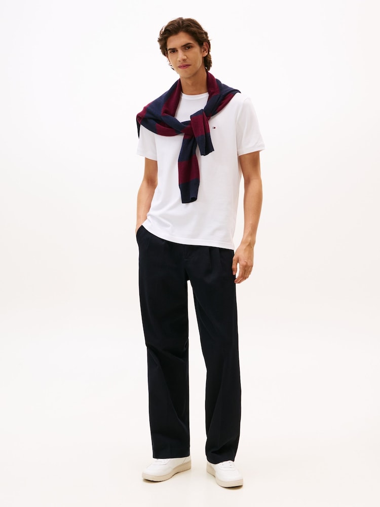 Tommy Hilfiger White Crew Neck Pique T-Shirt - Image 2 of 5