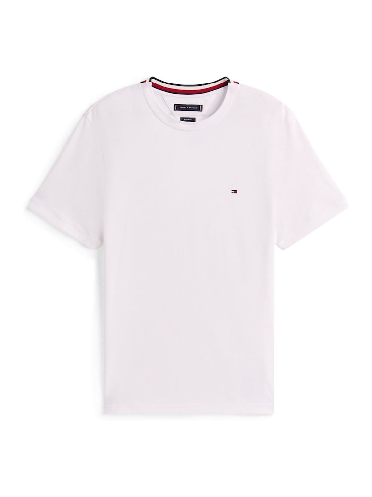 Tommy Hilfiger White Crew Neck Pique T-Shirt - Image 5 of 5