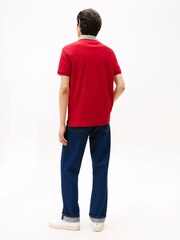 Tommy Hilfiger Red Regular Fit Herringbone Collar Pique Polo Shirt - Image 3 of 5