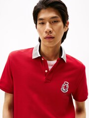 Tommy Hilfiger Red Regular Fit Herringbone Collar Pique Polo Shirt - Image 4 of 5