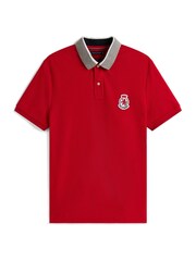 Tommy Hilfiger Red Regular Fit Herringbone Collar Pique Polo Shirt - Image 5 of 5
