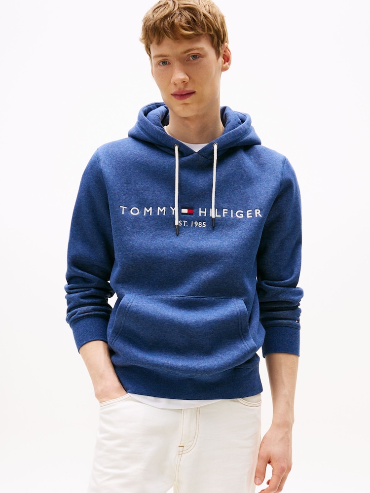 Tommy Hilfiger Blue Fleece Drawstring Hoodie - Image 1 of 5