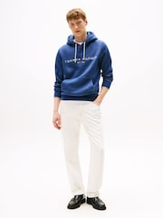 Tommy Hilfiger Blue Fleece Drawstring Hoodie - Image 3 of 5