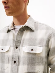 Tommy Hilfiger Grey Relaxed Fit Check Flannel Overshirt - Image 2 of 5
