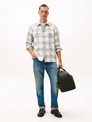 Tommy Hilfiger Grey Relaxed Fit Check Flannel Overshirt - Image 4 of 5
