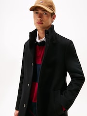 Tommy Hilfiger Black Smart Casual Wool Blend Coat - Image 1 of 5
