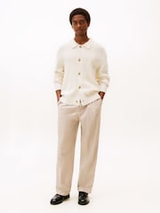 Tommy Hilfiger Cream Smart Casual Waffle Knit Lambswool Blend Cardigan - Image 3 of 5